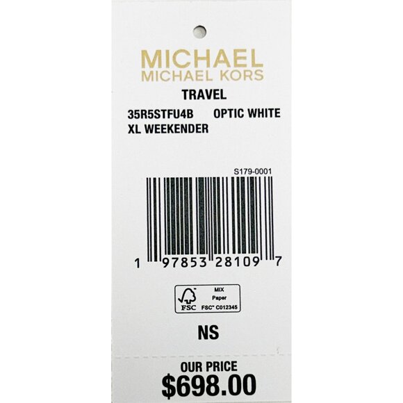 NEW Michael Kors Travel Extra Large PVC Top Zip Weekender Luggage Bag Wmns White - Picture 5 of 6